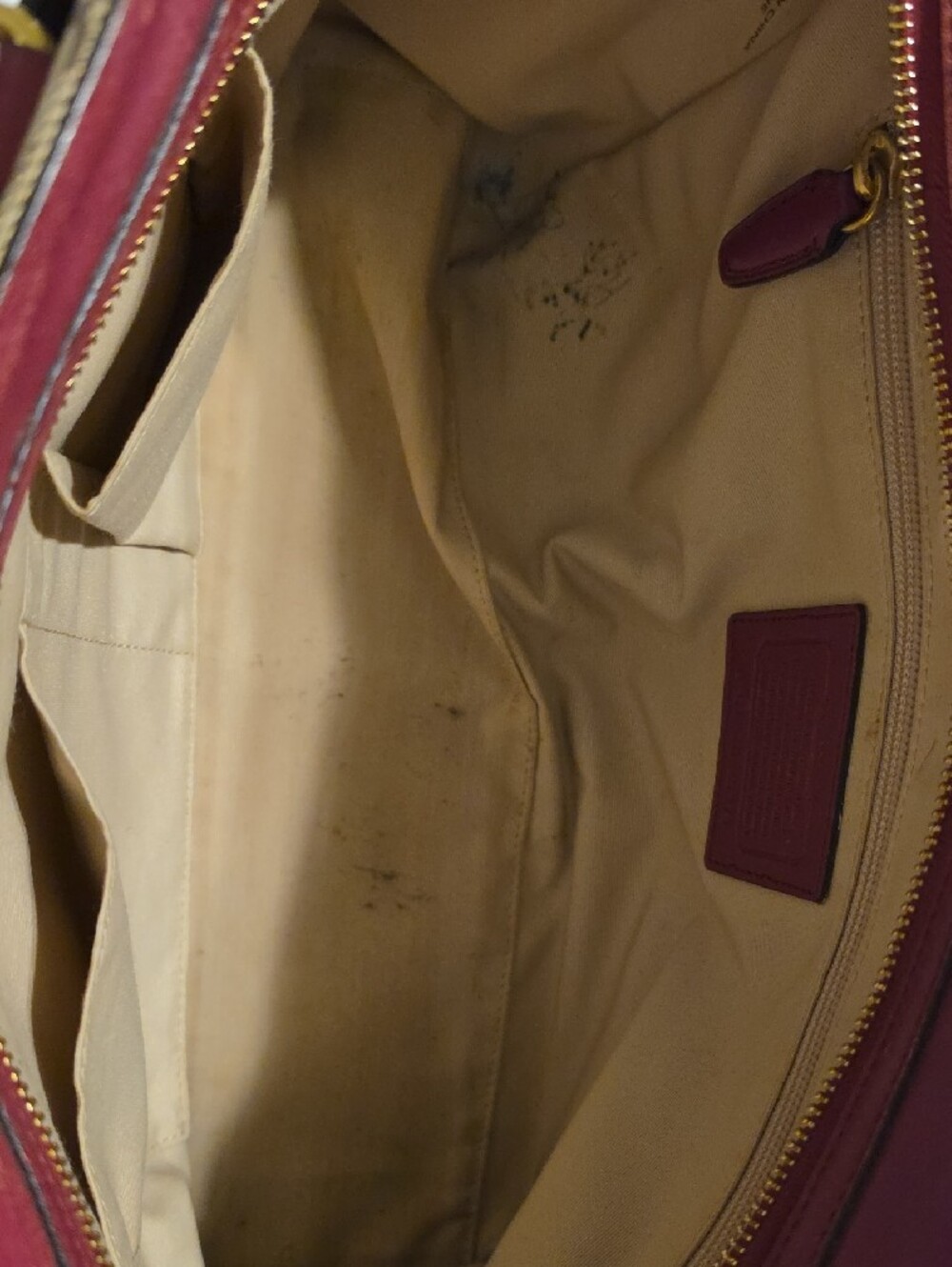 Coach Bag Legacy 25371 Signature C Tassels Burgundy - Picture 6 of 17